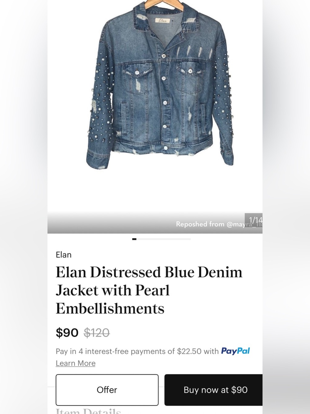 Elan Over-Sized Embellished Denim Jacket - Picture 10 of 10